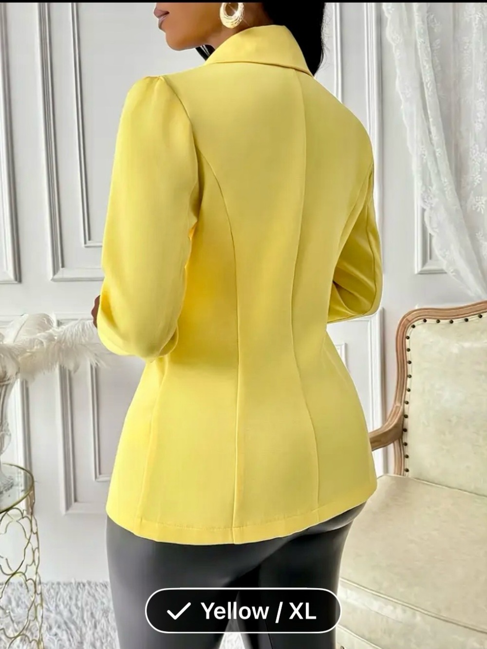 XL Tailored Yellow Light Weight Single-Button Women's Blazer - Picture 4 of 5